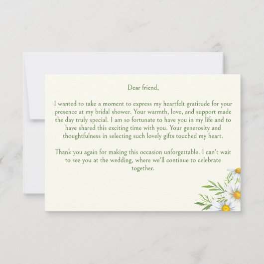 Wilde madeliefjes bloemen lente zomer bruids douch bedankkaart (Achterkant)