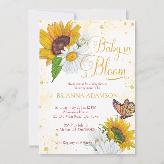 Wilde madeliefjes zonnebloemen baby in bloei baby  kaart (Voorkant)