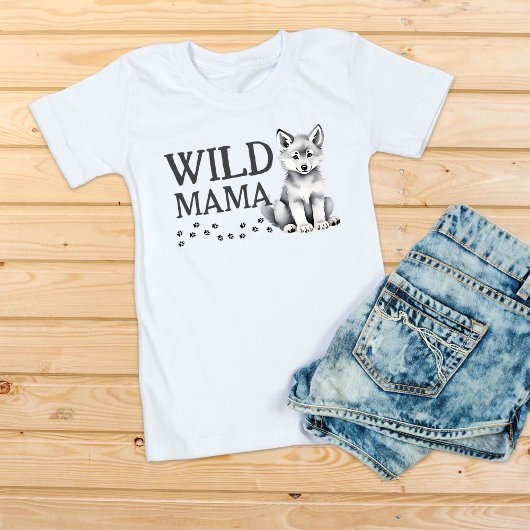 Wilde mama Schattige wolf welp verjaardagsfeestje T-shirt