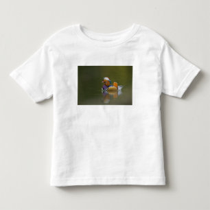 Wilde Mandarijneend Aix galericulata) op donker Kinder Shirts