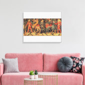 Wilde Mannen en dieren, tapijt, 15e eeuw Canvas Afdruk (Insitu (Woonkamer))