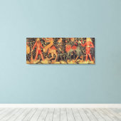Wilde Mannen en dieren, tapijt, 15e eeuw Canvas Afdruk (Insitu (Houten vloer))