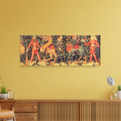 Wilde Mannen en dieren, tapijt, 15e eeuw Canvas Afdruk (Insitu (Woonkamer))