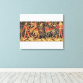 Wilde Mannen en dieren, tapijt, 15e eeuw Canvas Afdruk (Insitu (Houten vloer))