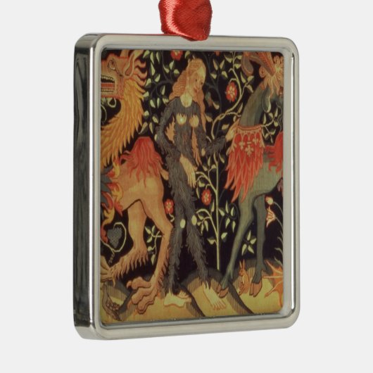 Wilde Mannen en dieren, tapijt, 15e eeuw Metalen Ornament (Rechts)