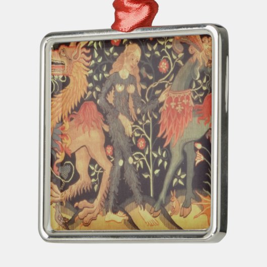 Wilde Mannen en dieren, tapijt, 15e eeuw Metalen Ornament (Links)