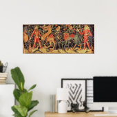 Wilde Mannen en dieren, tapijt, 15e eeuw Poster (Thuiskantoor)