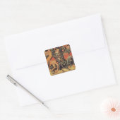 Wilde Mannen en dieren, tapijt, 15e eeuw Vierkante Sticker (Envelop)