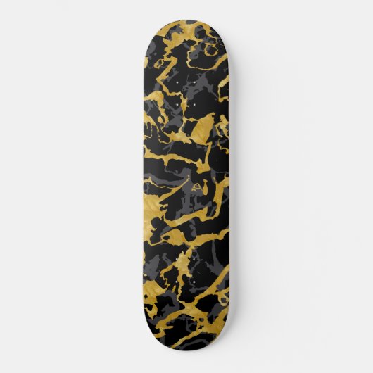 Wilde Marmer 8 - Zwart en goud, grijs Persoonlijk Skateboard (Voorkant)