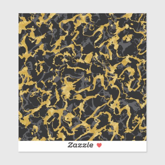 Wilde Marmer 8 - Zwart en goud, grijs Sticker (Vel)
