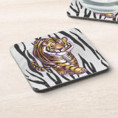 Wilde me Tiger Black en White Print Bier Onderzetter (Linkerzijde)