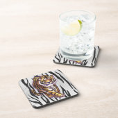 Wilde me Tiger Black en White Print Bier Onderzetter (Rechterzijde)