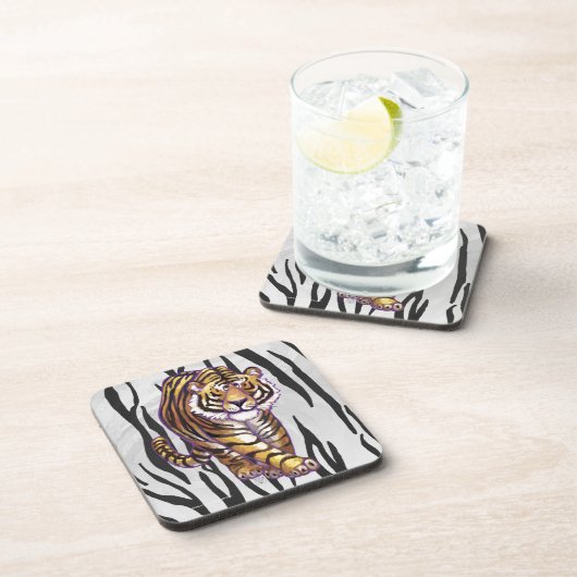 Wilde me Tiger Black en White Print Bier Onderzetter (Rechterzijde)