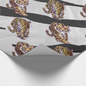 Wilde me Tiger Black en White Print Cadeaupapier (Hoek)