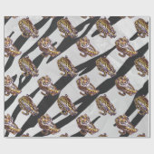 Wilde me Tiger Black en White Print Cadeaupapier (Vlak)