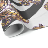 Wilde me Tiger Black en White Print Cadeaupapier (Rol Hoek)