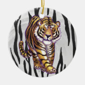 Wilde me Tiger Black en White Print Keramisch Ornament (Voorkant)