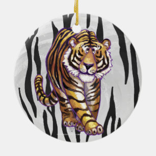 Wilde me Tiger Black en White Print Keramisch Ornament