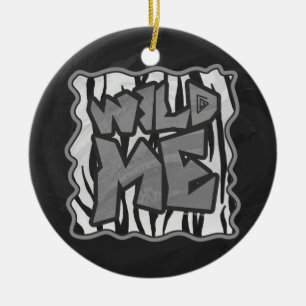 Wilde me Tiger Black en White Print Keramisch Ornament