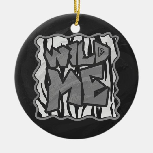 Wilde me Tiger Black en White Print Keramisch Ornament (Voorkant)