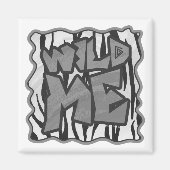 Wilde me Tiger Black en White Print Magneet (Voorkant)