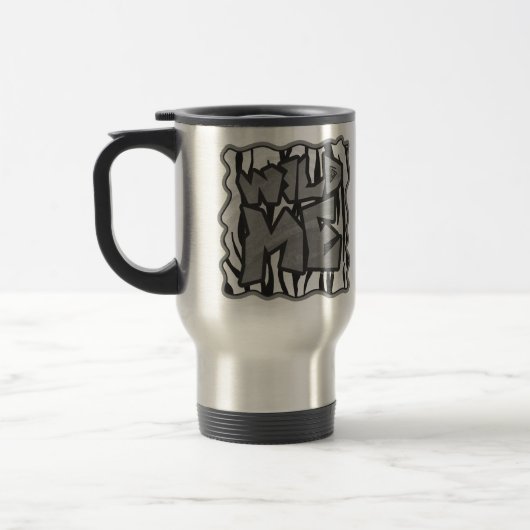 Wilde me Tiger Black en White Print Reisbeker (Links)