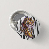 Wilde me Tiger Black en White Print Ronde Button 3,2 Cm (Voorkant /achterkant)