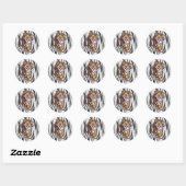 Wilde me Tiger Black en White Print Ronde Sticker (Vel)