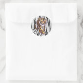 Wilde me Tiger Black en White Print Ronde Sticker (Tas)