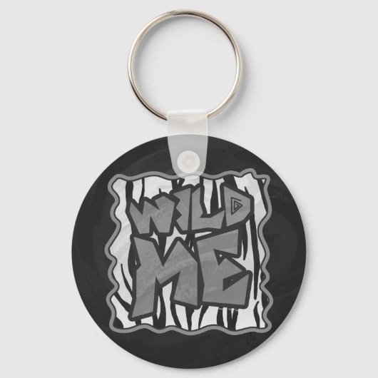 Wilde me Tiger Black en White Print Sleutelhanger (Voorkant)