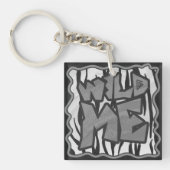 Wilde me Tiger Black en White Print Sleutelhanger (voorkant)