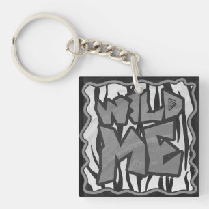Wilde me Tiger Black en White Print Sleutelhanger