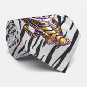 Wilde me Tiger Black en White Print Stropdas (Opgerold)