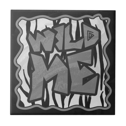 Wilde me Tiger Black en White Print Tegeltje (Voorkant)