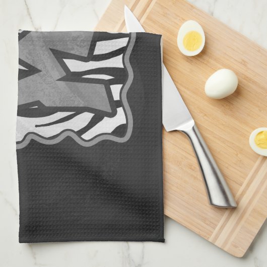 Wilde me Tiger Black en White Print Theedoek (Quarter Fold)