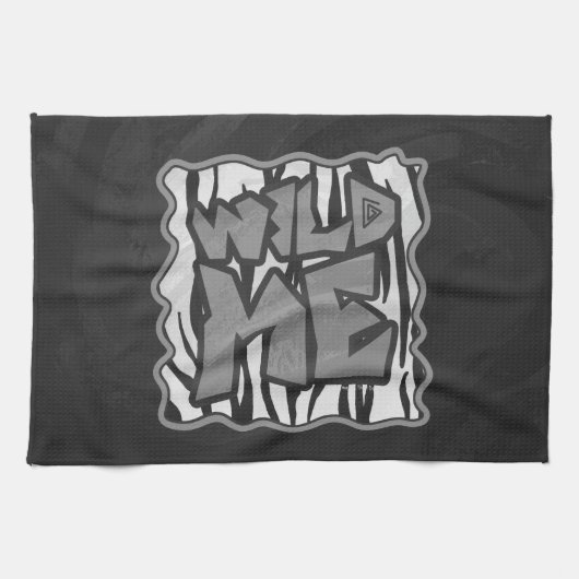 Wilde me Tiger Black en White Print Theedoek (Horizontaal)