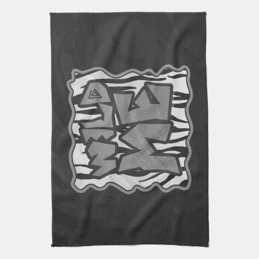 Wilde me Tiger Black en White Print Theedoek (Verticaal)