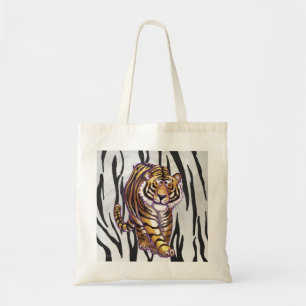 Wilde me Tiger Black en White Print Tote Bag
