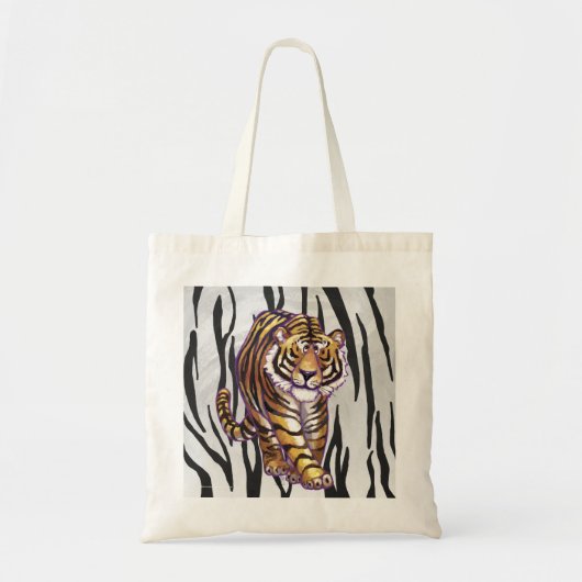Wilde me Tiger Black en White Print Tote Bag (Voorkant)