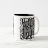 Wilde me Tiger Black en White Print Tweekleurige Koffiemok (Voorkant rechts)