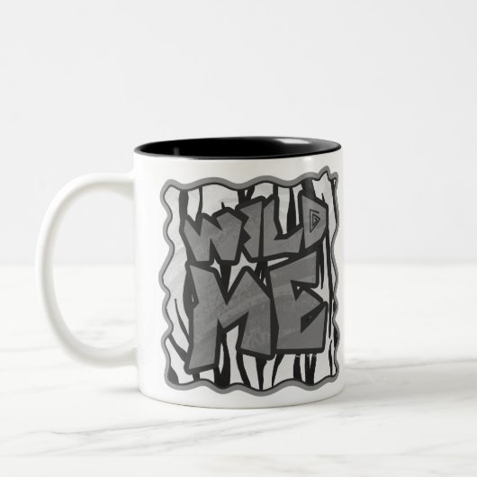 Wilde me Tiger Black en White Print Tweekleurige Koffiemok (Links)