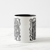 Wilde me Tiger Black en White Print Tweekleurige Koffiemok (Center)