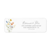 Wilde meerkleurige bloemen retouradres sticker (Voorkant)