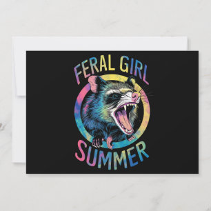 Wilde Meisje Zomer Opossum Tie Dye Wasbeer Kaart
