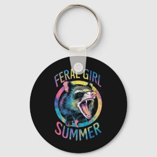 Wilde Meisje Zomer Opossum Tie Dye Wasbeer Sleutelhanger