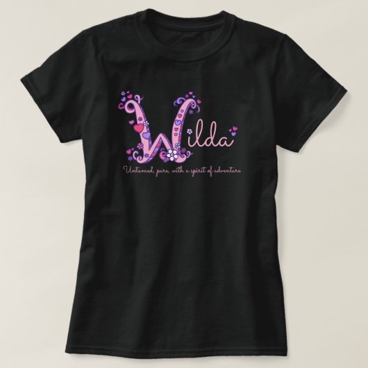 Wilde meisjes naam betekent W monogram harten T-shirt (Design voorkant)