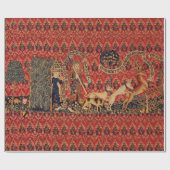 WILDE MENSEN IN DE DIER HUNT, DIEREN, Rode Floral Cadeaupapier (Vlak)