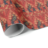 WILDE MENSEN IN DE DIER HUNT, DIEREN, Rode Floral Cadeaupapier (Rol Hoek)