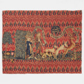 WILDE MENSEN IN DE DIER HUNT, DIEREN, Rode Floral Fleece Deken (Voorkant (Horizontaal))