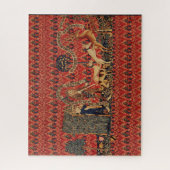 WILDE MENSEN IN DE DIER HUNT, DIEREN, Rode Floral Legpuzzel (Verticaal)